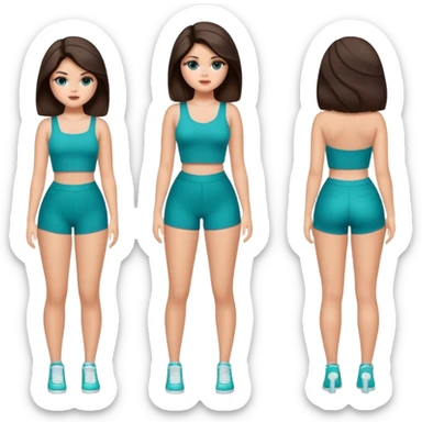 Selena Gomez with teal eyes, full body, thick thighs sticker