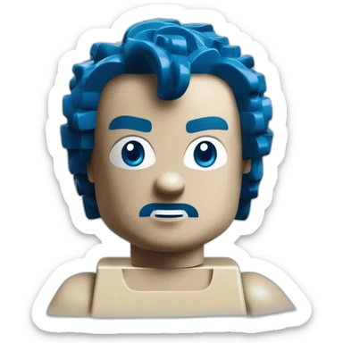 Personnage lego noir grand yeux bleu cheveux frise sticker