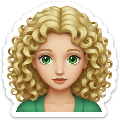 woman with blonde 2c wavy curls and green eyes sticker
