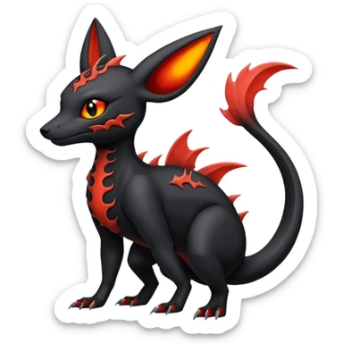 Edgy gothic dark evil magma-Salandit-Umbreon-Amaura-hybrid-fusion (full body) sticker
