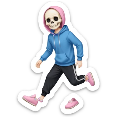 Sans The Skeleton, Blue Hoodie, Grin, Pink Slippers, Black Jogging Pants sticker