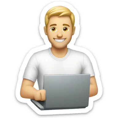 White Happy man working on a Laptop sticker