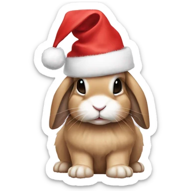 Mini lop rabbit in a Christmas hat sticker