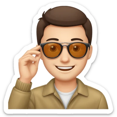 A guys taking of his sun glasses sticker