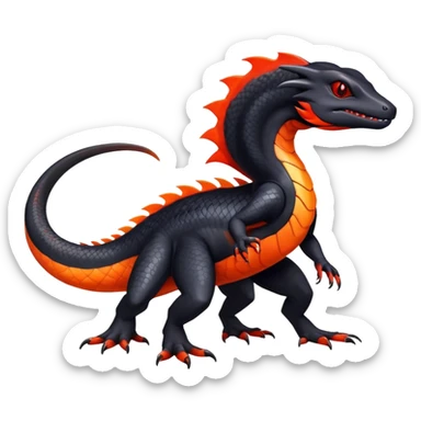 Colorful Dark Shiny Exotic Salandit-Quilava-Fakémon-hybrid-creature (full body)  sticker