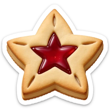 Linzer cookies with a red jam center shaped like a star and still round for eyes. sticker