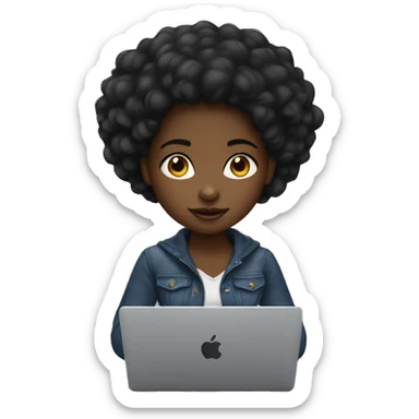 Black girl using a MacBook  sticker