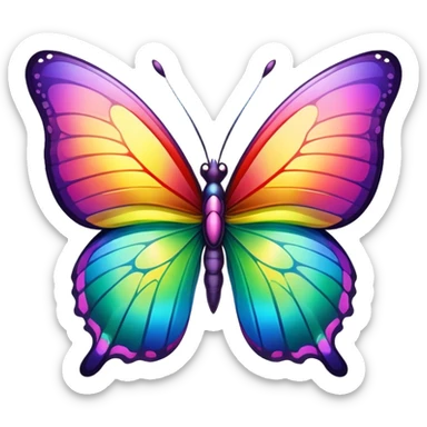 A rainbow butterfly that turns people rainbow when it touches them  sticker