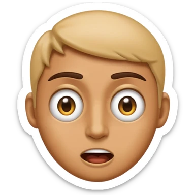 “A high-quality emoji-style face expressing an intense ‘WOW’ reaction, with wide, squinted eyes and an amazed, mind-blown expression. The face should look extremely impressed and shocked in a cool, epic way. Eyes looking to the right. Bright, glossy, modern emoji design.” sticker