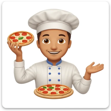 smiling Italian chef spinning pizza dough sticker