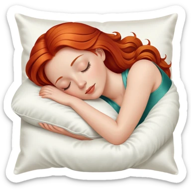 Sleeping beauty redhead white girl with a silk pillow sticker