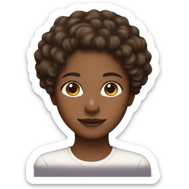 Brown girl with brown eyes and curly dark brown hair and really pretty  sticker
