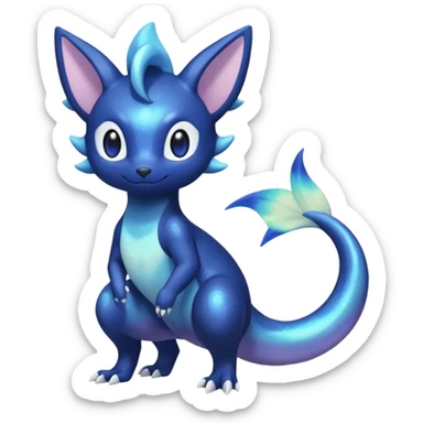 Shiny pastel Nebulae Salandit-Meowstic-Noibat-Fakémon-hybrid-creature (full body)  sticker