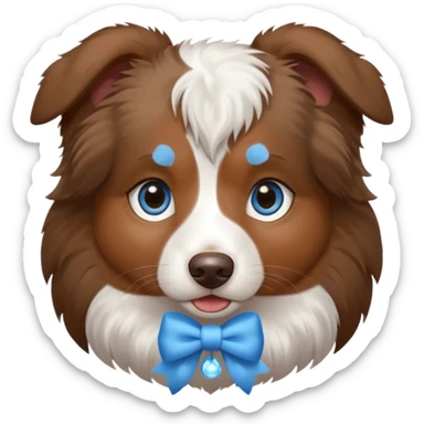 Australian shepherd with a light blue bow and blue eyes   sticker
