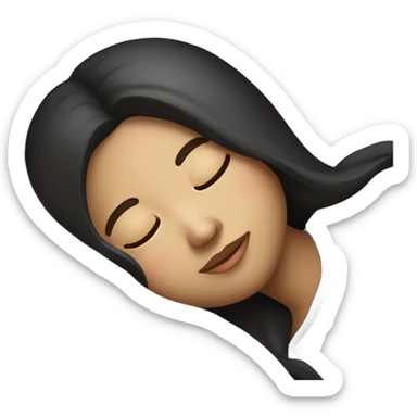 Very attractive girl with long dark hair, sleeping comfortably light skin sticker