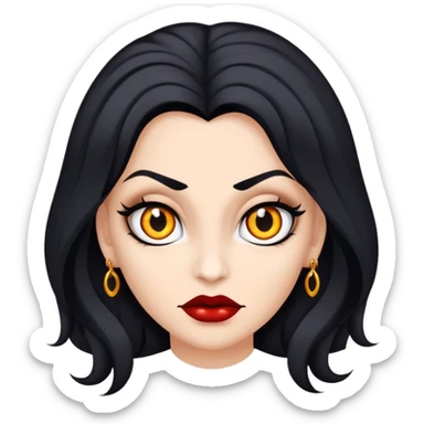 Faça uma vampira, do gênero feminino, cabelos longos preto, mas não tanto, olhos castanhos escuros marcantes, e uma mordida no rosto ou pescoço  sticker