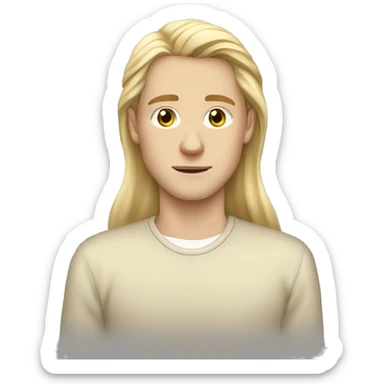 white german teen male with long blond hair and beige long sleeved short sticker