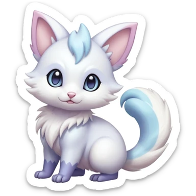Shiny Cute Adorable Innocent Precious Furry Divine Glorious Holy Iridescent Pale Pastel Whitish Bright Furret-Absol-Skitty-Noibat-Hybrid (Full body) sticker