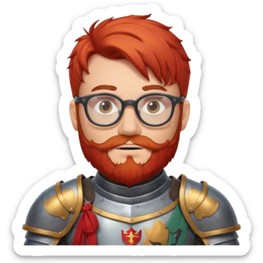 knight's with glasses with  red beard sticker