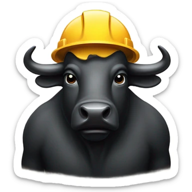 Buffalo animal with solid black hard hat on sticker