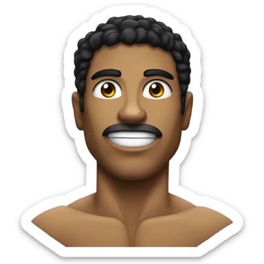 A Brazilian with muscles and black hair and black eyes sticker
