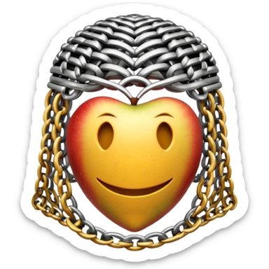 3D render of Medieval Coif, made of interlocking chainmail metal rings, wire mesh texture, visible holes and negative space, metallic silver and grey, high contrast shadows, Apple emoji style, isolated on white background --v 6.0 sticker