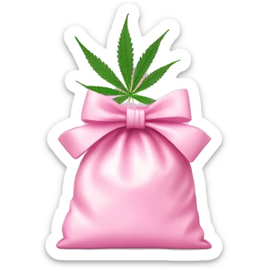Bag of cbd tied with baby pink bow sticker