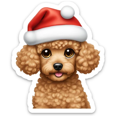 apricot toy poodle puppy wearing a santa hat  sticker
