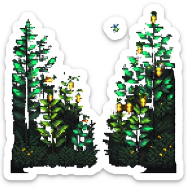fireflies glowing around bushes at night sticker