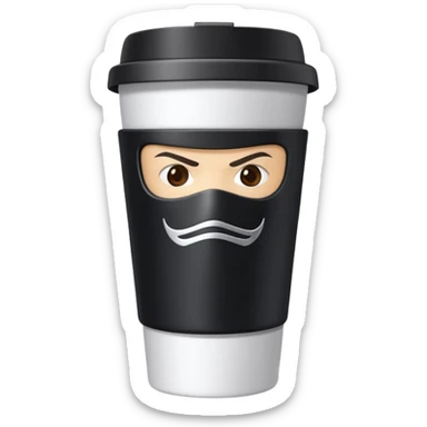A coffee to go cup that looks like a ninja sticker
