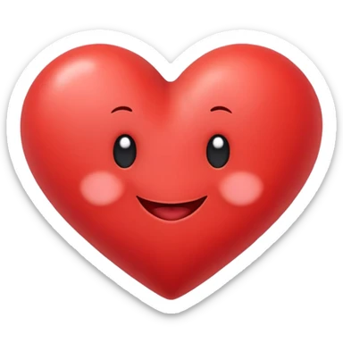 A cute red heart cartoon with a happy face, where the two top lobes of the heart are rounded and designed to look exactly like butt cheeks sticker