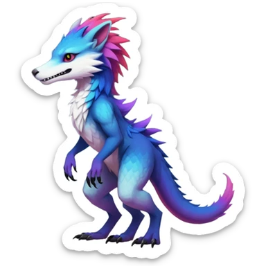 Exotic colorful badass elegant wild beautiful natural cute badass epic anthro modern furry sergal-vernid-creature, full body, colors-gradient pretty hair, aesthetic, art by LiLaiRa, art by art by Falvie sticker