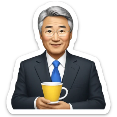 Almazbek Atambaev Kyrgyzstan prezident with cup sticker