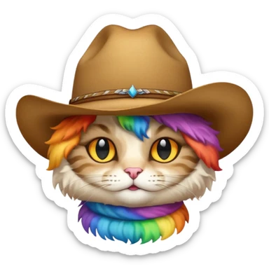 Rainbow cat with cowboy hat sticker