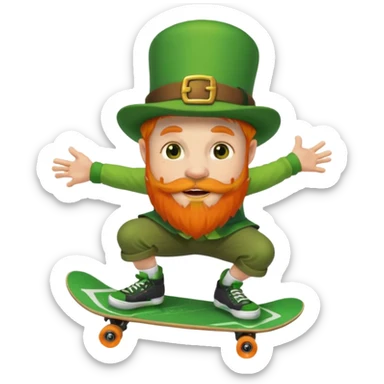 a skateboarding leprechaun  sticker