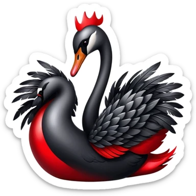 black and red shiny weeping gothic swan sticker