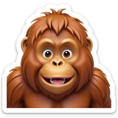 Cinematic Comical Orangutan Portrait Emoji, Head tilted dramatically with an exaggeratedly shocked expression, featuring a robust, animated face with wide, comically expressive eyes full of humorous disbelief, Simplified yet hilariously expressive features, highly detailed, glowing with a slightly sassy glow, high shine, dramatic yet playful, stylized with an air of quirky jungle attitude, soft glowing outline, capturing the essence of a meme-worthy orangutan that looks ready to side-eye its way into viral fame! sticker