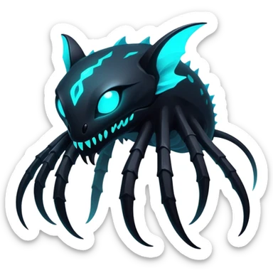 Black Dark Exotic Nocturnal Neon-glowing Abyssal Nightly Abyss-Fakémon-Creature sticker
