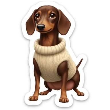 Chocolate and cream Sausage dog with jumper  sticker