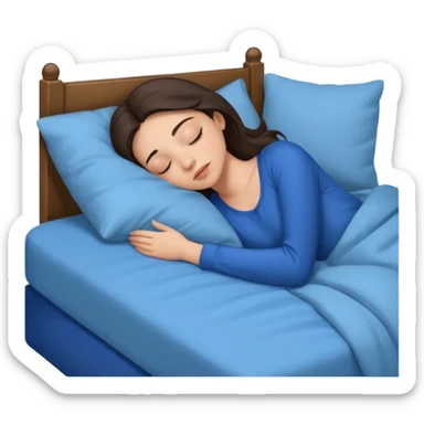 brunette-single-girl-in-blue-bed-sleeping-pretty-eyelashes-light-skin sticker