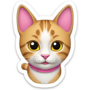 Cat with pink t-shirt sticker