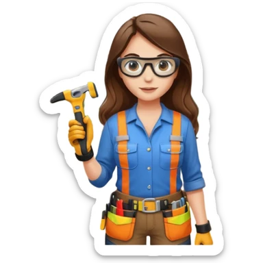beautiful girl with long brown hair constructing new lounge room area sticker