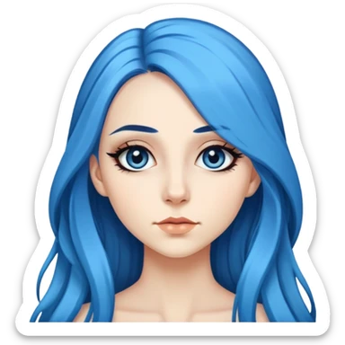 pretty long and blue hair baddie with eyeliner  sticker
