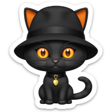 black suited catwith fes hat sticker