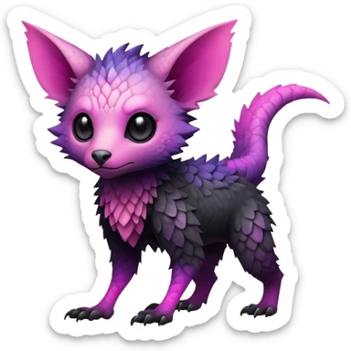 Cool Edgy Black-pink-purple-gradient badass Trico-animal-creature full bodyd  sticker