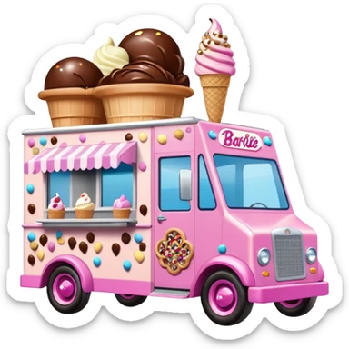 Barbie’s 4wd 1927 racing ice cream with chocolate, nuts and sprinkles dream house food truck  sticker