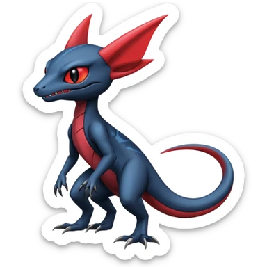 Dark edgy scary spooky cool badass realistic Heliolisk-Sneasel-Salandit-Cyclizar-Genesect-Pokémon, full body sticker