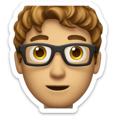 close-up shot of a man surprised face with brown hair holding a camera sticker