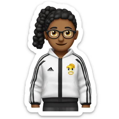 Profesor Educación Física sudadera negra Adidas. Cabello juvenil corto de color negro hacia el costado, con aretes tipo argolla. Sin lentes. sticker