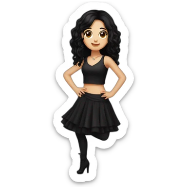 Latina-goth-girl-with-black-hair-and-brown-eyes--dancing sticker
